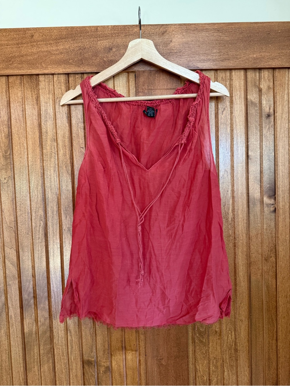 Vintage Lucky Brand Red Braided-Trim V-Neck Camisole